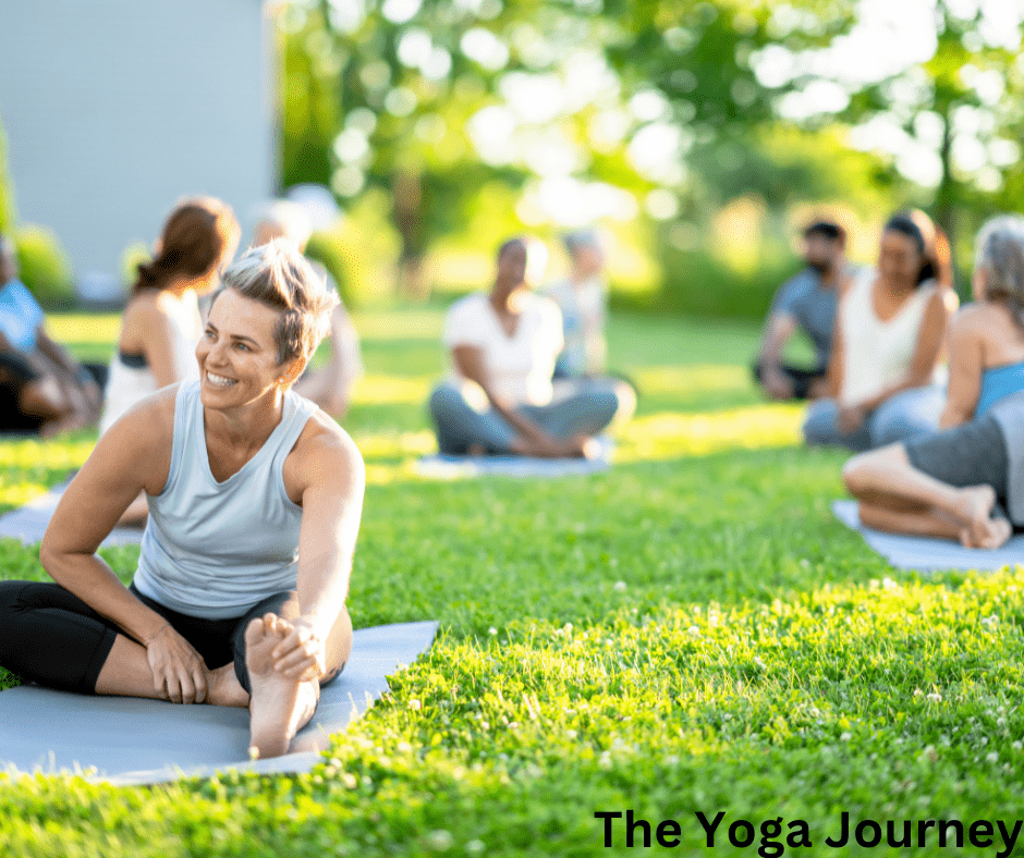 Happy woman in a yoga class